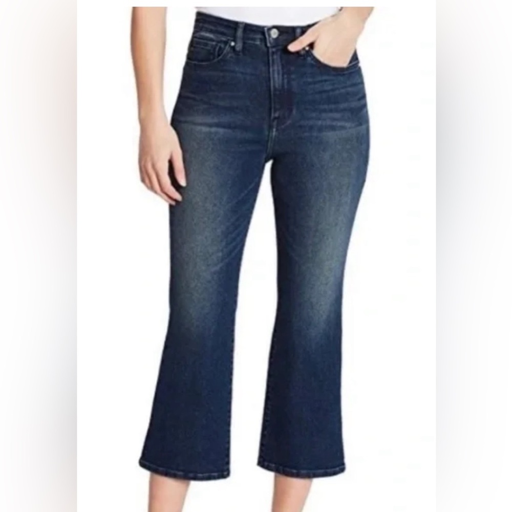 William Rast Super High Rise Flare Crop Jeans Size 30 Dark Wash Denim Boho